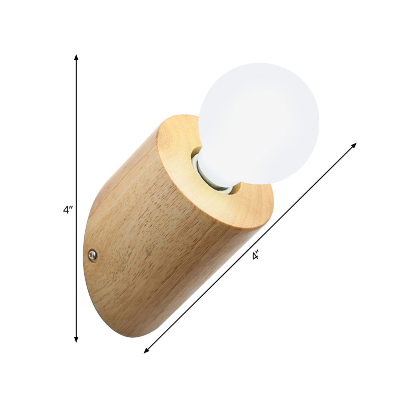 Wood Angled Pole Wall Mount Lamp Minimalist 1 Head Beige Sconce Lighting with Open Bulb Design Clearhalo 'Modern wall lights' 'Modern' 'Wall Lamps & Sconces' 'Wall Lights' Lighting' 1789496