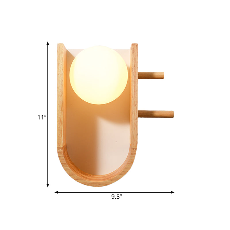 Wooden Half Oblong Sconce Light Modern Creative 1 Bulb Flush Mount Wall Light with Rack Design Clearhalo 'Modern wall lights' 'Modern' 'Wall Lamps & Sconces' 'Wall Lights' Lighting' 1789515