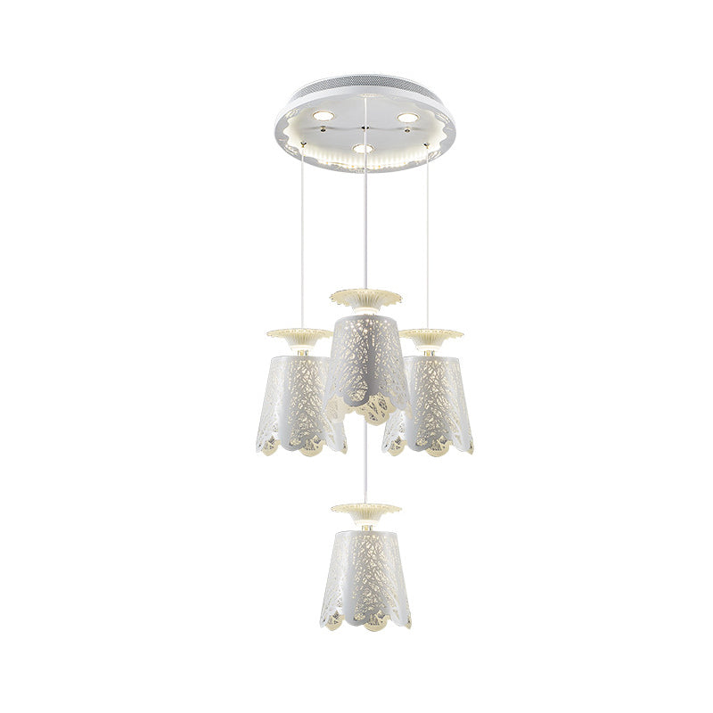 Iron Scalloped Cup Shape Ceiling Lamp Simple 4 Bulbs White Cluster Pendant Light for Dinning Room Clearhalo 'Ceiling Lights' 'Modern Pendants' 'Modern' 'Pendant Lights' 'Pendants' Lighting' 1789626