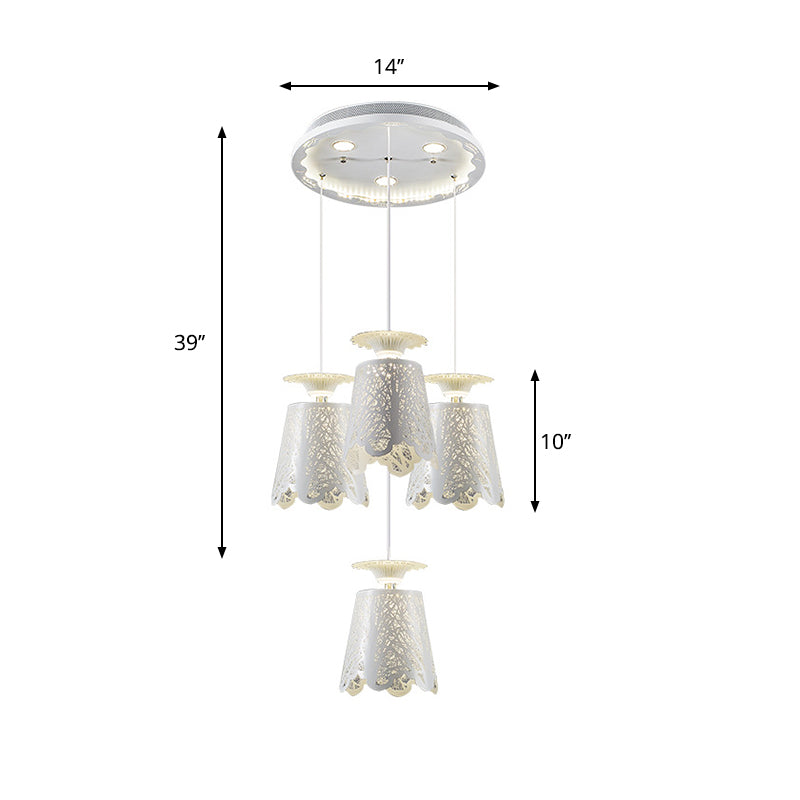 Iron Scalloped Cup Shape Ceiling Lamp Simple 4 Bulbs White Cluster Pendant Light for Dinning Room Clearhalo 'Ceiling Lights' 'Modern Pendants' 'Modern' 'Pendant Lights' 'Pendants' Lighting' 1789629