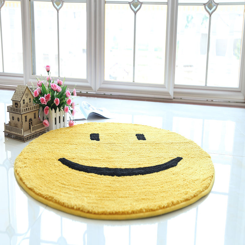 Yellow Emoji Pattern Rug Polyester Modern Rug Pet Friendly Washable Non-Slip Area Rug for Bedroom Ginger Clearhalo 'Area Rug' 'Rug' 1792300