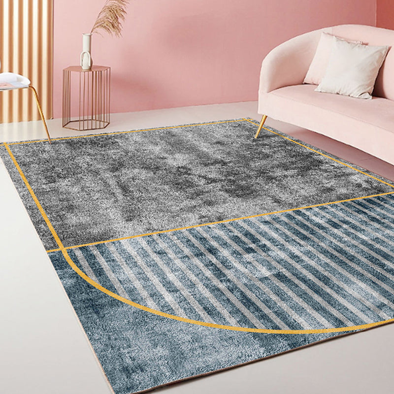 Modernism Striped Pattern Rug Multicolor Polyester Rug Non-Slip Pet Friendly Washable Carpet for Living Room Black Clearhalo 'Area Rug' 'Rug' 1792319