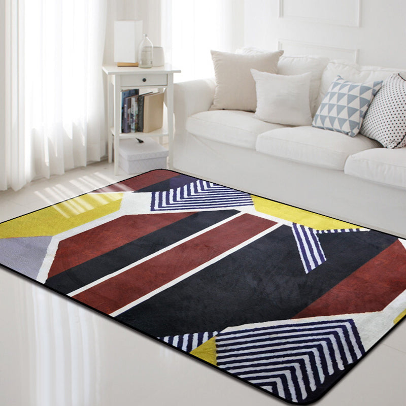 Modern Geometric Pattern Rug Multicolor Polyerster Rug Washable Non-Slip Carpet for Living Room Dark Red Clearhalo 'Area Rug' 'Modern' 'Rugs' Rug' 1792337