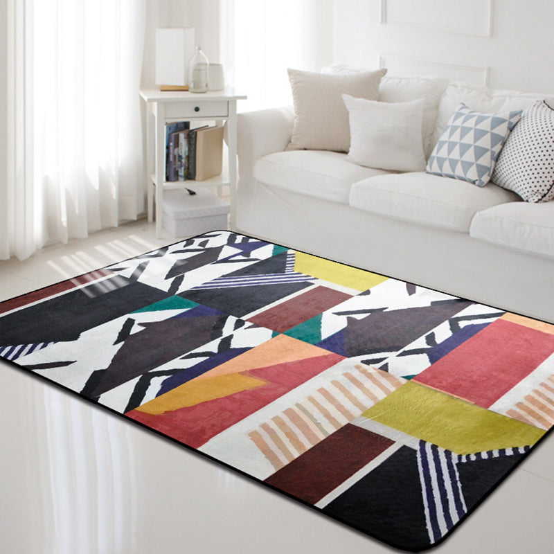 Modern Geometric Pattern Rug Multicolor Polyerster Rug Washable Non-Slip Carpet for Living Room Black Clearhalo 'Area Rug' 'Modern' 'Rugs' Rug' 1792344