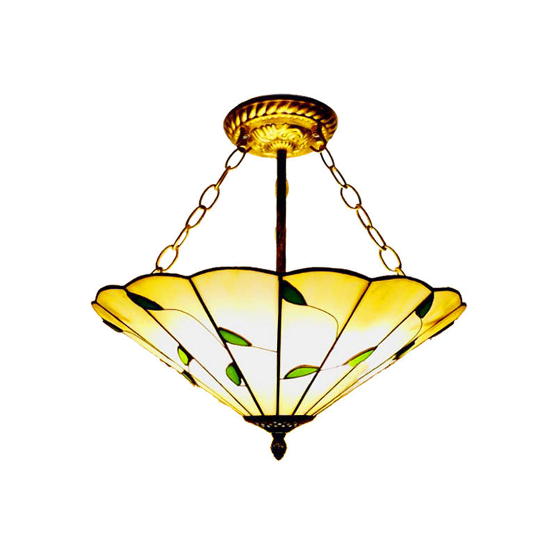 Stained Glass Inverted Ceiling Light 19.5