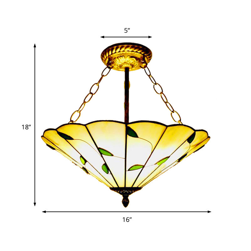 Stained Glass Inverted Ceiling Light 19.5