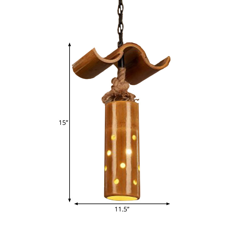 Cylinder Pendant Light Vintage-style Iron Ceiling Fixture in Brown Color for Bar Bistro Clearhalo 'Ceiling Lights' 'Pendant Lights' 'Pendants' Lighting' 1796301