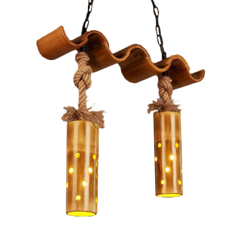 Cylinder Pendant Light Vintage-style Iron Ceiling Fixture in Brown Color for Bar Bistro Clearhalo 'Ceiling Lights' 'Pendant Lights' 'Pendants' Lighting' 1796305