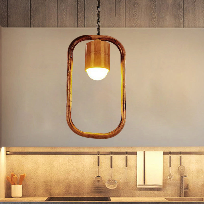 One-light Ceiling Pendant Retro Wood Brass Hanging Pendant for Bar Coffee Shop Clearhalo 'Ceiling Lights' 'Pendant Lights' 'Pendants' Lighting' 1796312