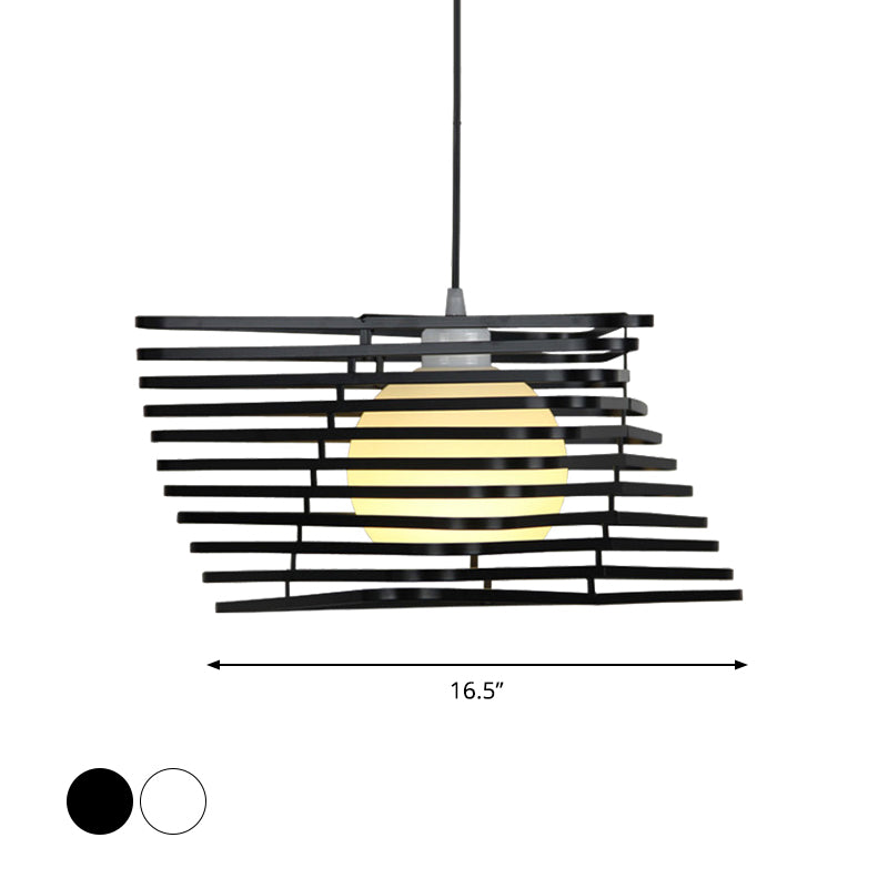 Antique Twist Cage Hanging Light Metallic Single Light Monochrome Pendant Lamp for Bookstore Clearhalo 'Art Deco Pendants' 'Black' 'Cast Iron' 'Ceiling Lights' 'Ceramic' 'Crystal' 'Industrial Pendants' 'Industrial' 'Metal' 'Middle Century Pendants' 'Pendant Lights' 'Pendants' 'Rustic Pendants' 'Tiffany' Lighting' 1796994