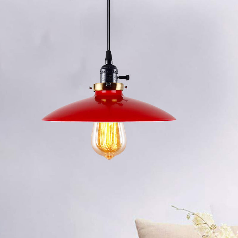 3-Pack Saucer Shade Restaurant Pendant Light Industrial Style Metal 1 Light Red Hanging Light Red Clearhalo 'Art Deco Pendants' 'Cast Iron' 'Ceiling Lights' 'Ceramic' 'Crystal' 'Industrial Pendants' 'Industrial' 'Metal' 'Middle Century Pendants' 'Pendant Lights' 'Pendants' 'Tiffany' Lighting' 1797080