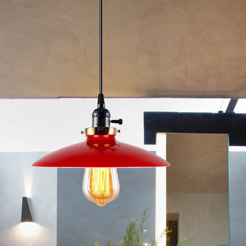 3-Pack Saucer Shade Restaurant Pendant Light Industrial Style Metal 1 Light Red Hanging Light Clearhalo 'Art Deco Pendants' 'Cast Iron' 'Ceiling Lights' 'Ceramic' 'Crystal' 'Industrial Pendants' 'Industrial' 'Metal' 'Middle Century Pendants' 'Pendant Lights' 'Pendants' 'Tiffany' Lighting' 1797082