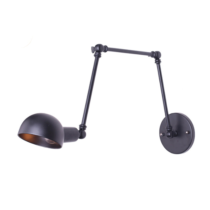 Loft Stylish Bowl Wall Light 1 Bulb Metallic Extendable Sconce Light with Plug-In Cord in Black Clearhalo 'Art deco wall lights' 'Cast Iron' 'Glass' 'Industrial wall lights' 'Industrial' 'Middle century wall lights' 'Modern' 'Rustic wall lights' 'Tiffany' 'Traditional wall lights' 'Wall Lamps & Sconces' 'Wall Lights' Lighting' 1797110