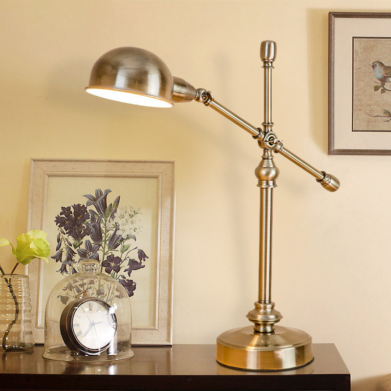 Metallic Dome Shade Desk Light Vintage Stylish 1 Head Living Room Adjustable Table Light in Brass Clearhalo 'Lamps' 'Table Lamps' Lighting' 1797291