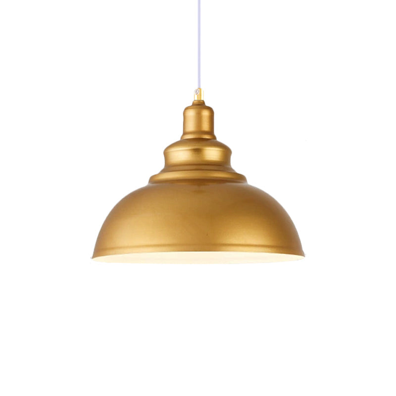 Gold Finish Domed Ceiling Pendant Mid Century Metal 1 Head Dining Table Pendant Lighting with Adjustable Cord, 12