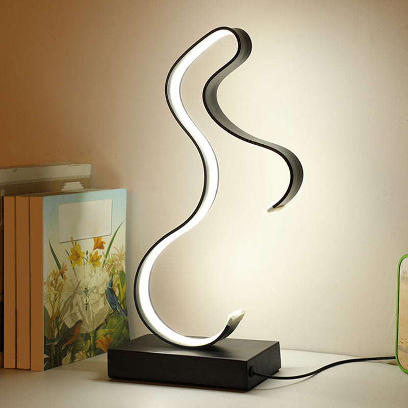 Simplicity Horse Profile Desk Lighting Metal LED Bedroom Nightstand Light with Oblong Pedestal in Black/White/Gold Black Clearhalo 'Lamps' 'Table Lamps' Lighting' 1804588