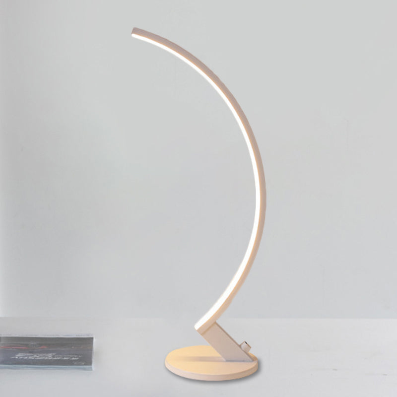 Arc Metal Reading Desk Lighting Modernist White/Coffee LED Night Table Lamp in Warm/White Light for Bedside White Clearhalo 'Lamps' 'Table Lamps' Lighting' 1804778