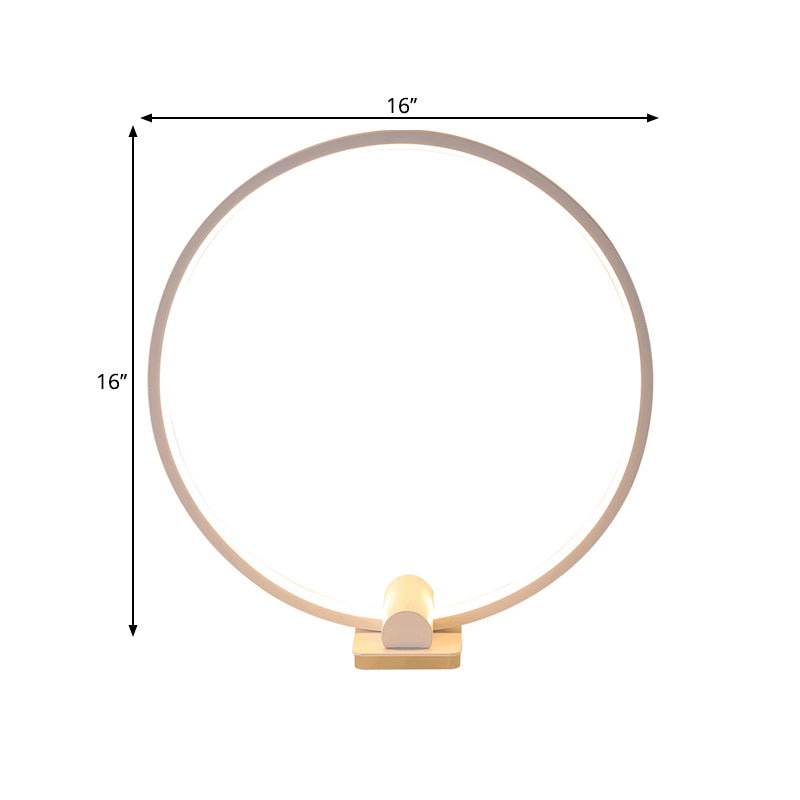 Annular Task Lamp Minimalism Metallic White/Coffee LED Reading Table Lighting in Warm/White Light Clearhalo 'Lamps' 'Table Lamps' Lighting' 1804894