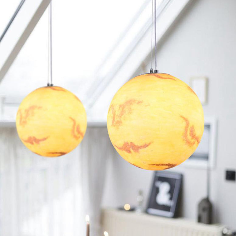 1 Light Dining Room Pendant Lamp Creative Yellow/Orange/Blue Suspended Lighting Fixture with Planet Resin Shade Clearhalo 'Ceiling Lights' 'Pendant Lights' 'Pendants' Lighting' 1804948