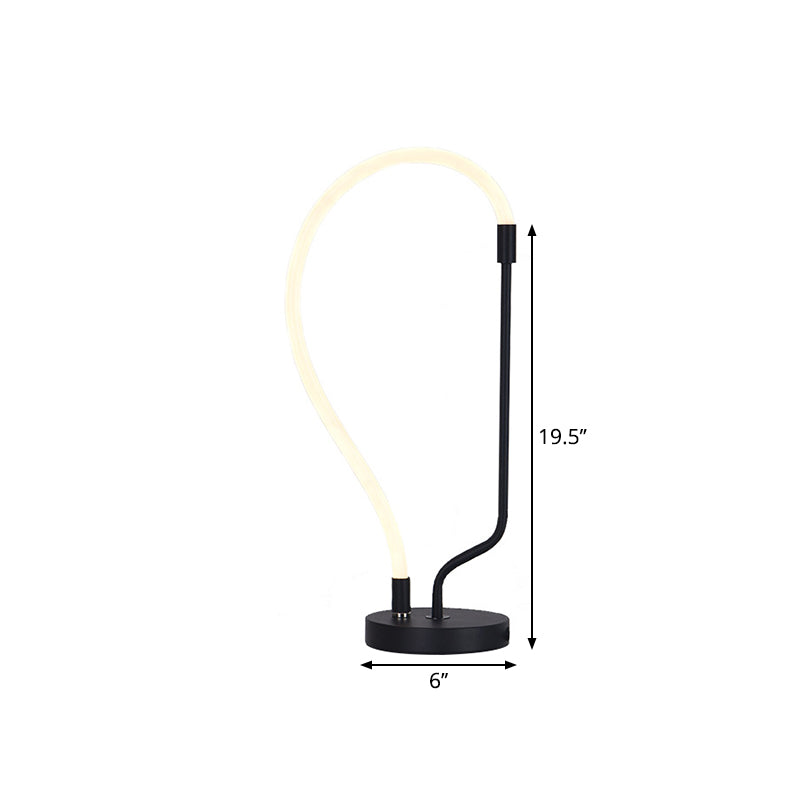 LED Bedside Desk Lighting Modernist Black Nightstand Light with Gooseneck Plastic Shade Clearhalo 'Lamps' 'Table Lamps' Lighting' 1805174