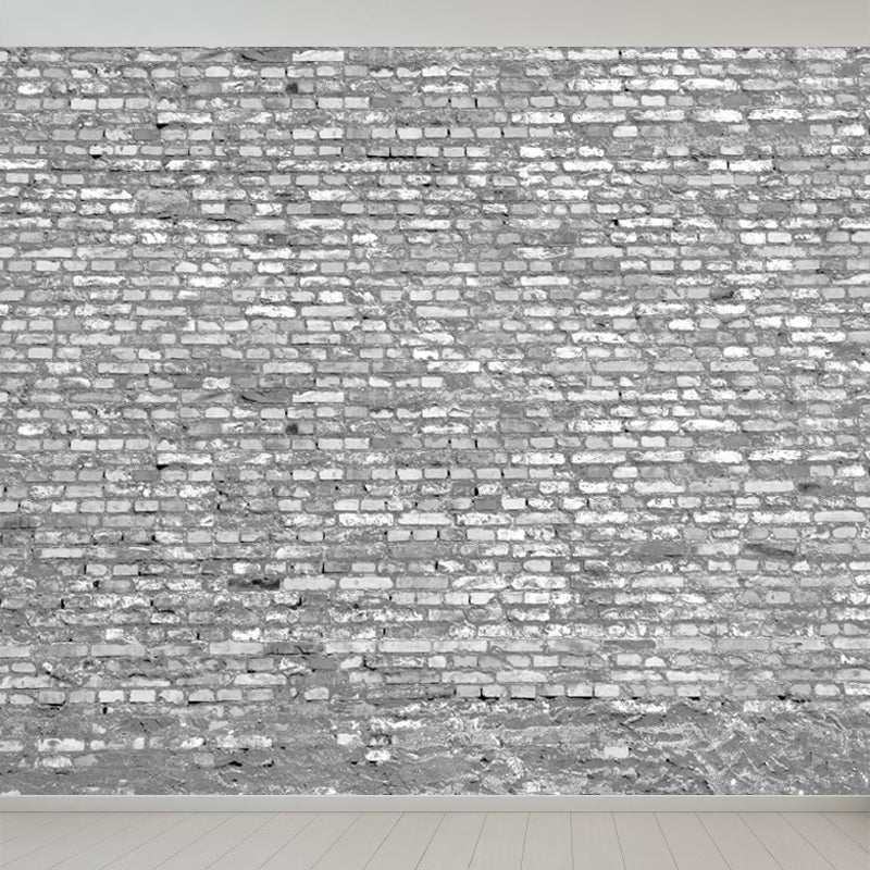 Photography Brickwork Wall Mural Decal for House Interior, Dark Color, Custom Print Clearhalo 'Wall Decor' 'Wall Mural' 1806000