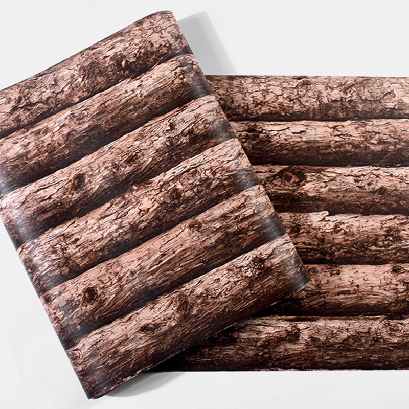 For Bedroom Wallpaper with Dark Brown 3D Faux Wood, 31'L x 20.5