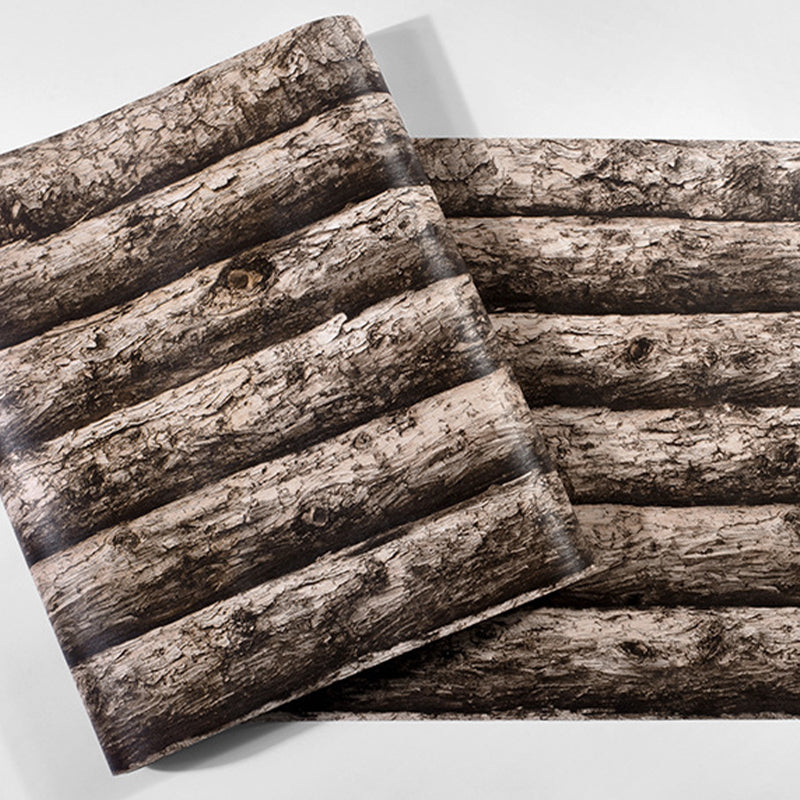 For Bedroom Wallpaper with Dark Brown 3D Faux Wood, 31'L x 20.5