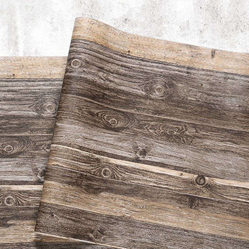 Plaster Wallpaper with 3D Distressed Wood, Dark Color, 20.5
