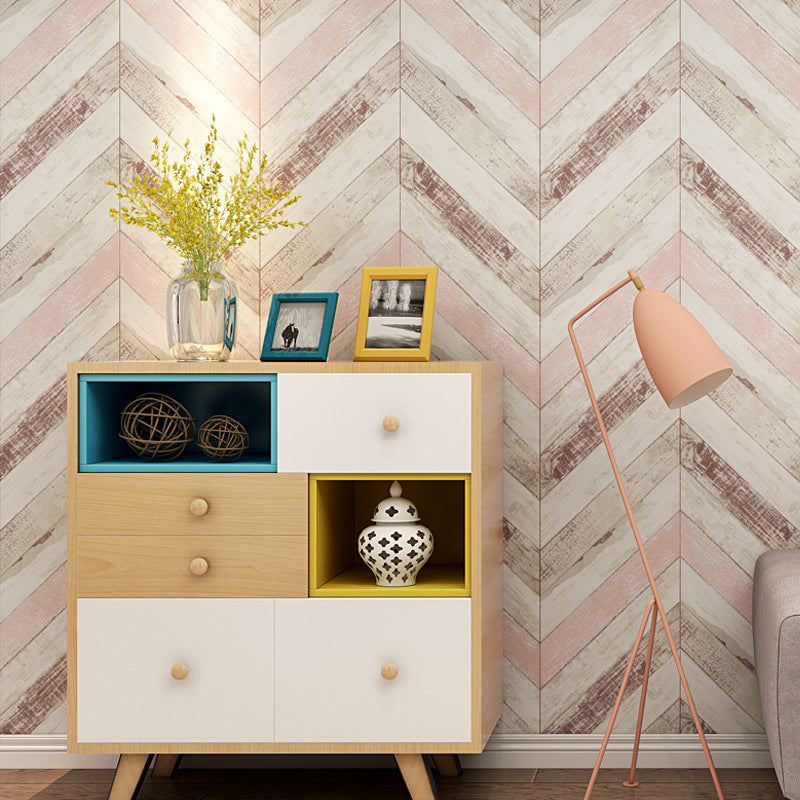 Minimalist Beige Retro Chevron Wood Wallpaper, 31'L x 20.5