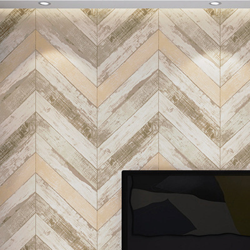 Minimalist Beige Retro Chevron Wood Wallpaper, 31'L x 20.5