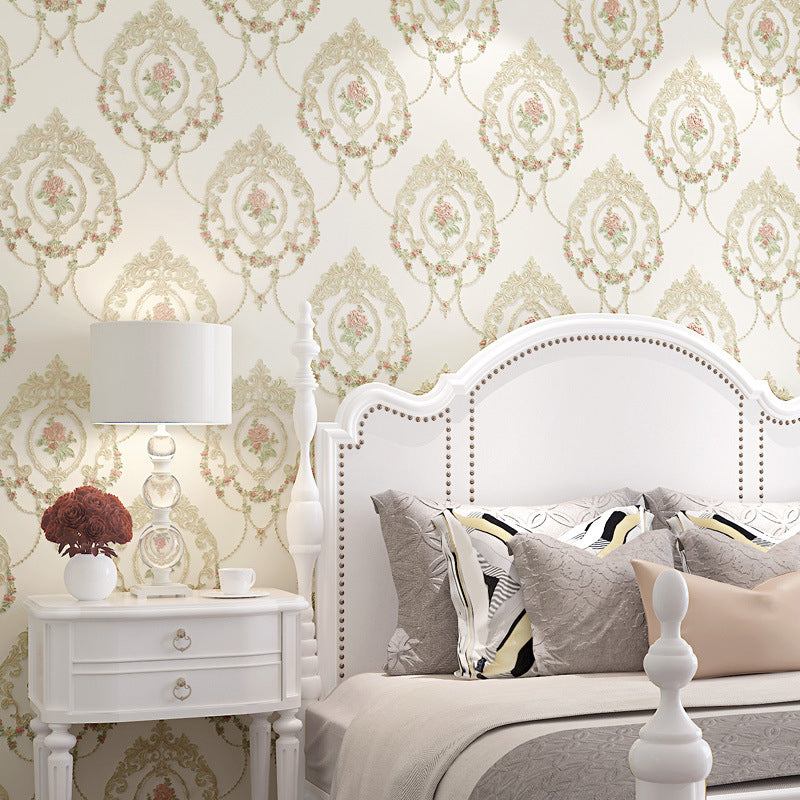 Pastel Color 3D Embossed Flower Decorative Non-Pasted Wallpaper, 33' x 20.5