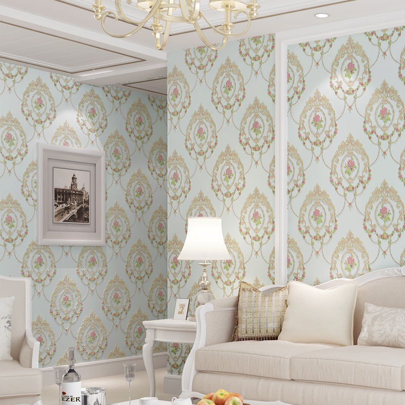 Pastel Color 3D Embossed Flower Decorative Non-Pasted Wallpaper, 33' x 20.5