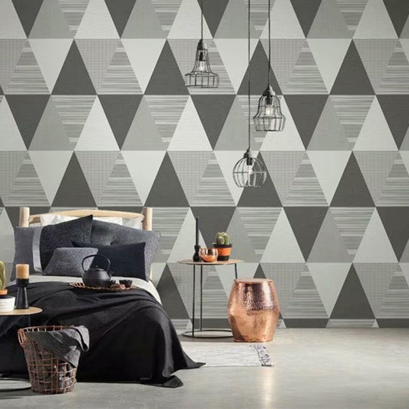 Washable Non-Pasted Grid and Harlequin PVC Wallpaper in Light Color Grey Clearhalo 'Modern wall decor' 'Modern' 'Wallpaper' Wall Decor' 1806219