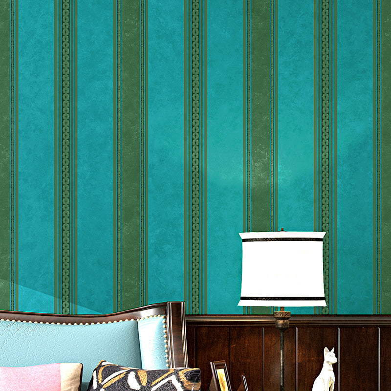 Retro Countryside Wallpaper with Nostalgic Dark Color Vertical Stripes, 20.5