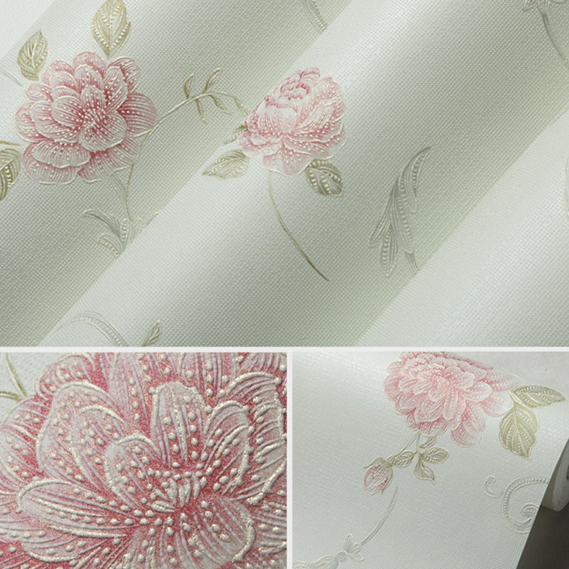 Non-Pasted Wallpaper with Light Color Blossoms and Floral Pattern, 20.5