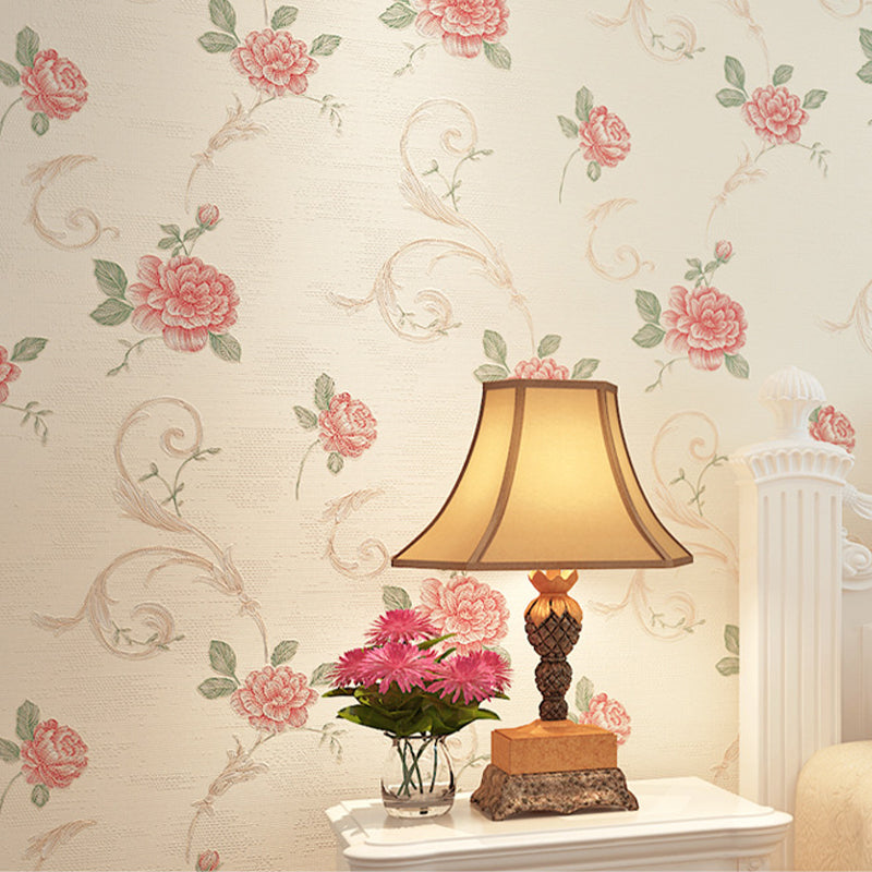 Non-Pasted Wallpaper with Light Color Blossoms and Floral Pattern, 20.5