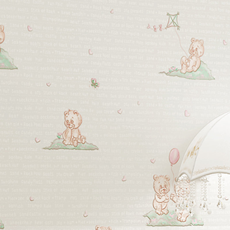 Pastel Beige Contemporary Bear Wallpaper for Boy or Girl, Non-Pasted Clearhalo 'Wall Decor' 'Wallpaper' 1806293