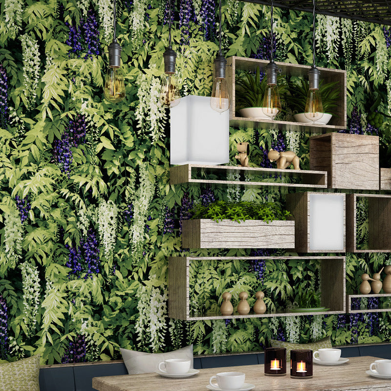 Non-Pasted 20.5-inch x 33-foot Fresh 3D Creeper and Boston Ivy Wallpaper for Restaurant and Dessert Shop Light Green Clearhalo 'Modern wall decor' 'Modern' 'Wallpaper' Wall Decor' 1806535