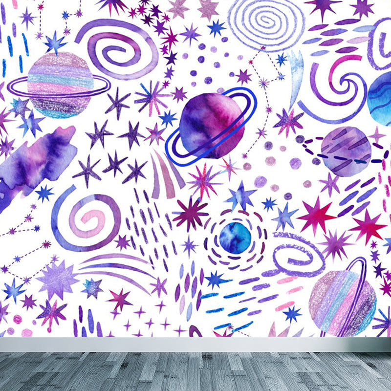 Bright Color Cosmos Wall Mural Stain-Proofing Contemporary Kids Bedroom Wall Decor Clearhalo 'Wall Decor' 'Wall Mural' 1806635