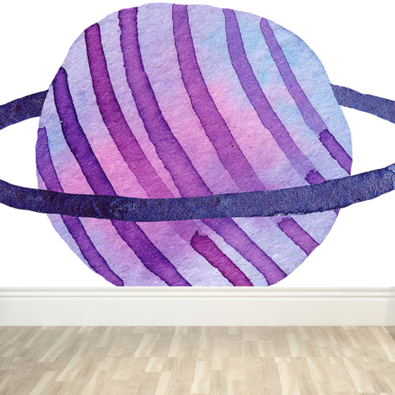 Fictional Ringed Planet Mural Wallpaper Colorful Moisture Resistant Wall Art for Nursery Clearhalo 'Wall Decor' 'Wall Mural' 1806654