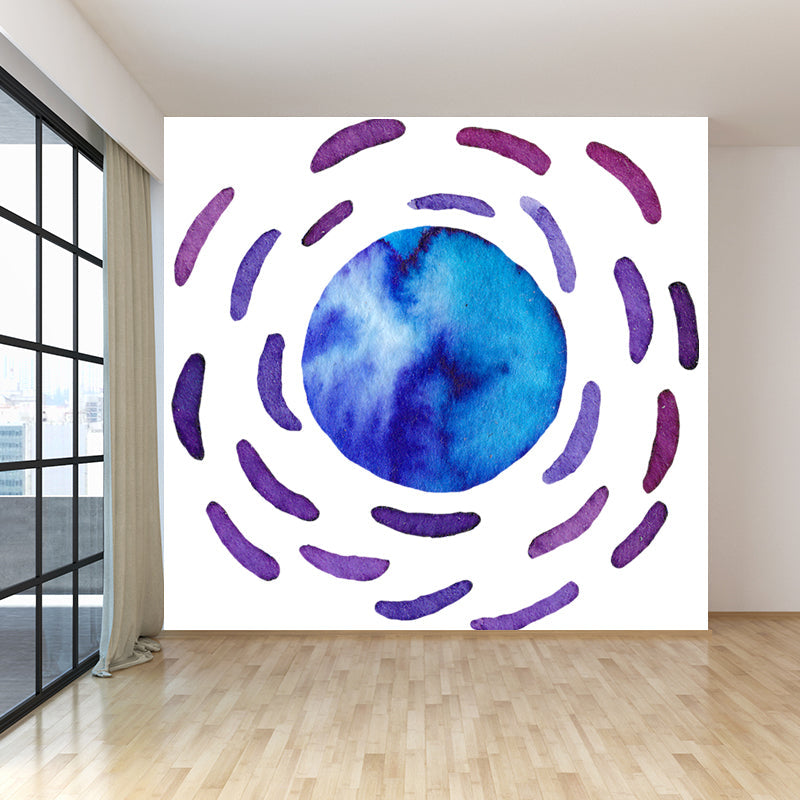 Science Fiction Universe Sphere Mural Bright Color Waterproofing Wall Covering for Bedroom Clearhalo 'Wall Decor' 'Wall Mural' 1806675