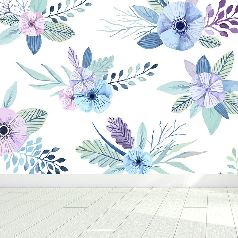 Large Flower Wall Paper Mural Modernist Pretty Plant Wall Covering in Light Color Clearhalo 'Wall Decor' 'Wall Mural' 1807200