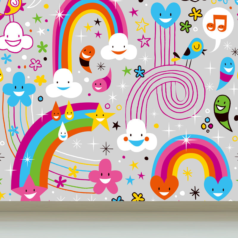 Cartoon Patterned Mural Wallpaper Non-Woven Washable Multicolored Art for Kids Bedroom Clearhalo 'Wall Decor' 'Wall Mural' 1807228