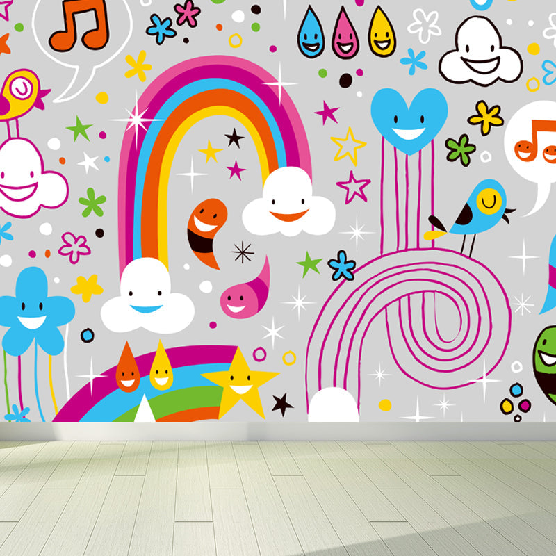 Cartoon Patterned Mural Wallpaper Non-Woven Washable Multicolored Art for Kids Bedroom Clearhalo 'Wall Decor' 'Wall Mural' 1807230