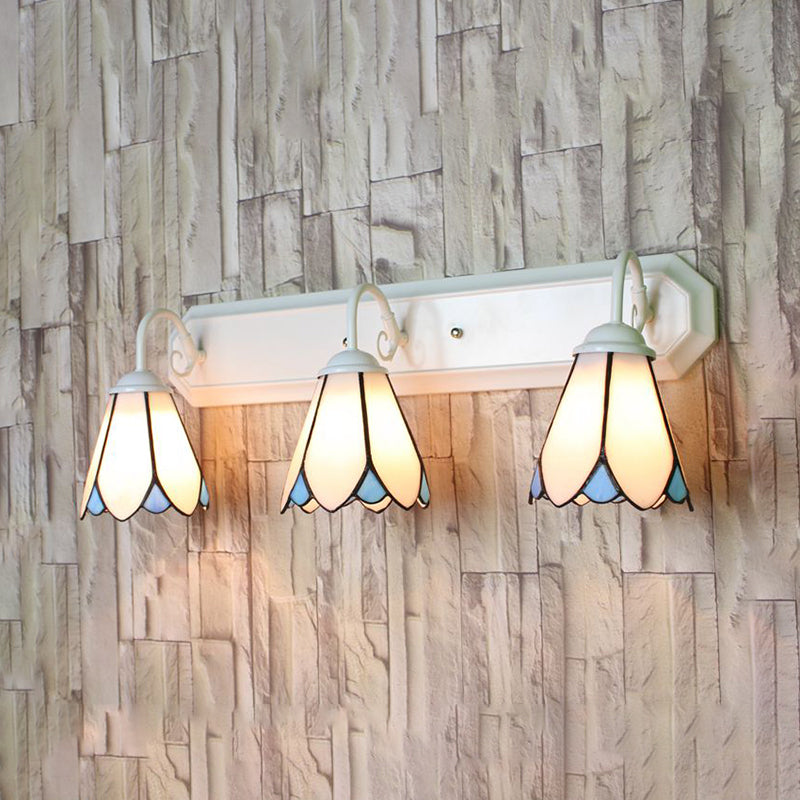 3 Lights Wall Mounted Lighting Tiffany Lily White Glass Sconce Light for Bedroom Clearhalo 'Industrial' 'Middle century wall lights' 'Tiffany wall lights' 'Tiffany' 'Wall Lamps & Sconces' 'Wall Lights' Lighting' 180770