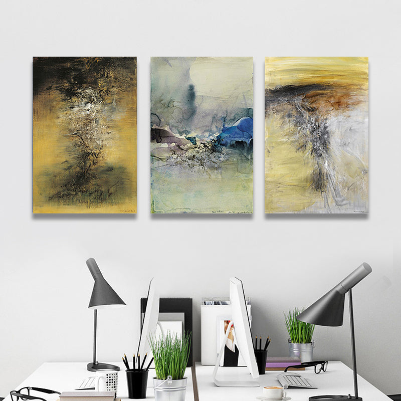 Watercolor Painting Light Color Abstract Expressionism Style Wall Decor for Dining Room, Set of 3 Clearhalo 'Arts' 'Canvas Art' 1810291