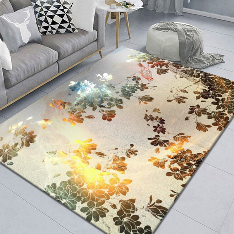 Stylish Multicolor Modernist Rug Polyester Leaf and Flower Pattern Rug Washable Pet Friendly Non-Slip Carpet for Living Room Yellow Clearhalo 'Area Rug' 'Modern' 'Rugs' Rug' 1810449