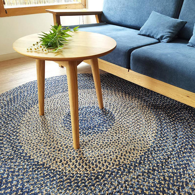 Countryside Circle Pattern Rug Blue and Brown Sisal Rug Non-Slip Backing Washable Pet Friendly Carpet for Home Blue Clearhalo 'Area Rug' 'Rug' 1810567