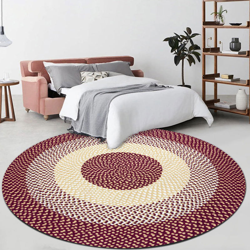 Casual Red Rustic Rug Cotton Circles Pattern Rug Machine Washable Pet Friendly Non-Slip Carpet for Bedroom Clearhalo 'Area Rug' 'Rug' 1810574