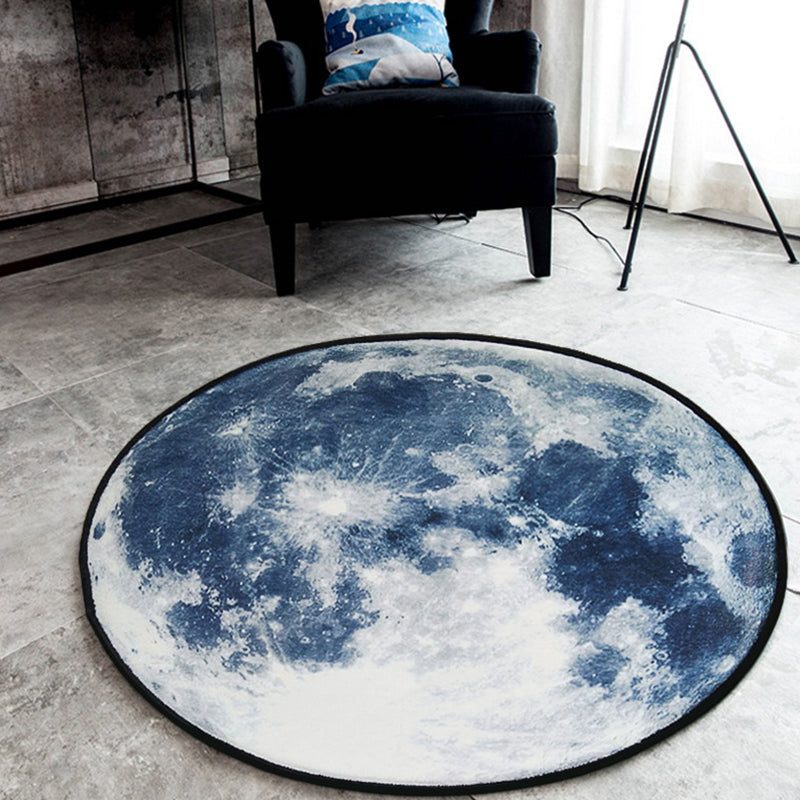 Nordic Planet Pattern Rug Grey and Black Polyester Rug Non-Slip Backing Washable Pet Friendly Carpet for Home Blue Clearhalo 'Area Rug' 'Rug' 1810666